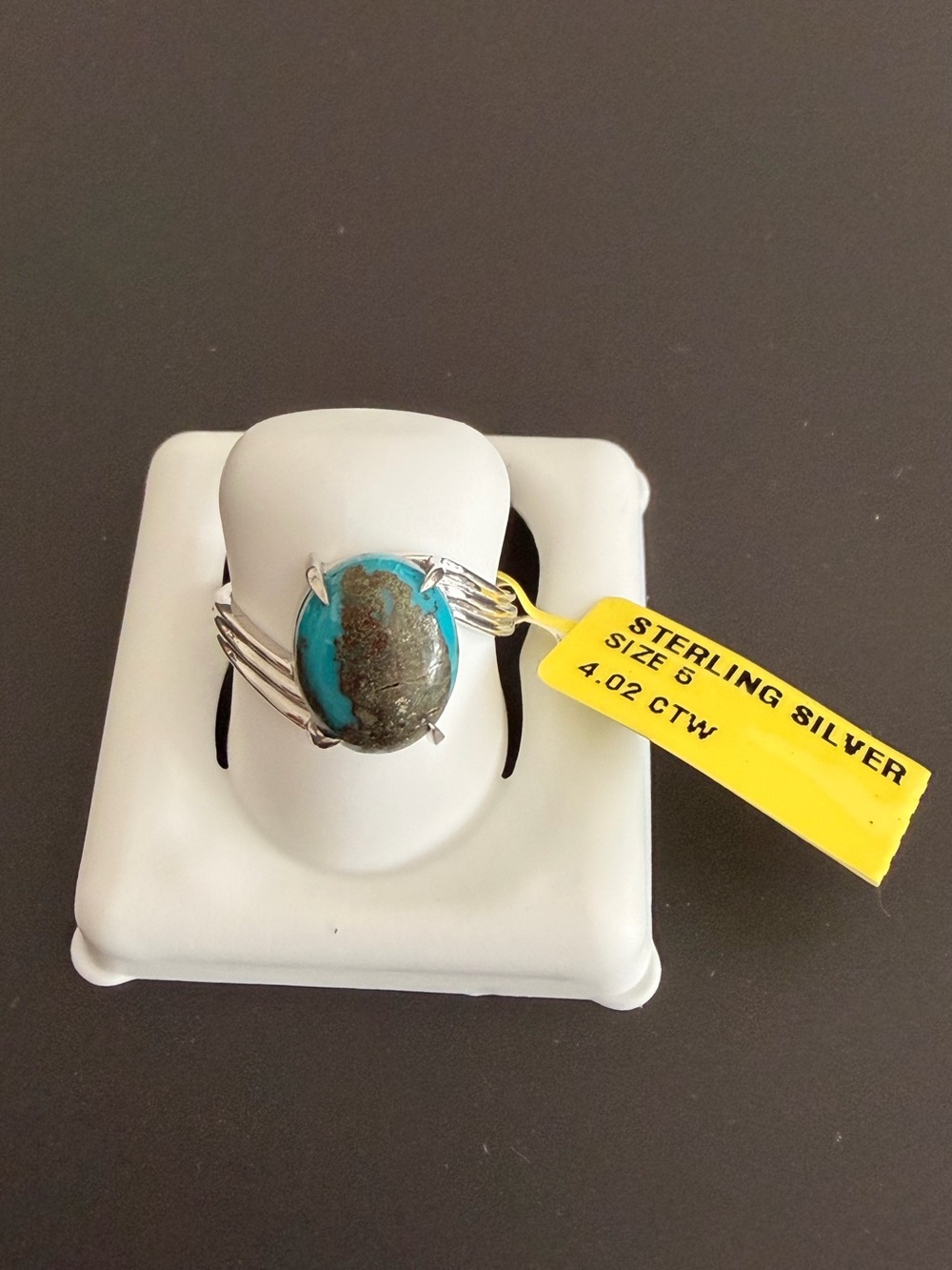 Sterling Silver Persian Turquoise Oval Ring - Size 5